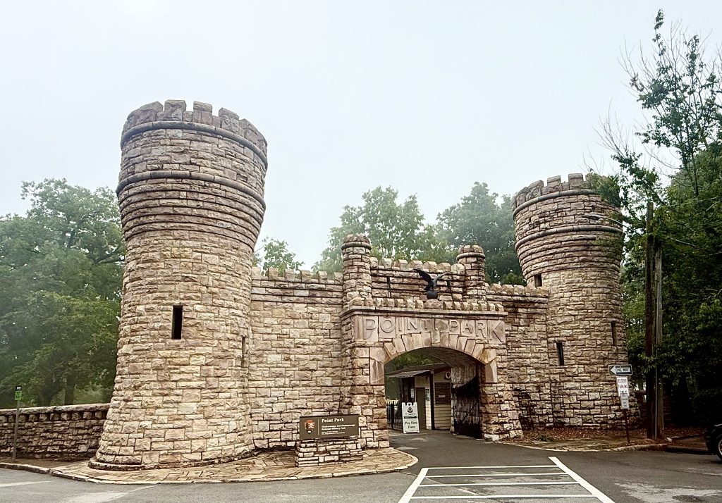 Stone entrance gate to Point Park on Lookout Mountain in Chattanooga, Tennessee, part of Chickamauga and Chattanooga National Military Park