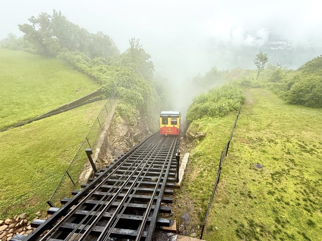Incline Railway climbing Lookout Mountain in Chattanooga, Tennessee, one of the steepest passenger railways in the world