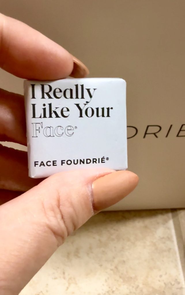Face Foundrie “I Really Like Your Face” chocolate held after a facial in El Dorado Hills