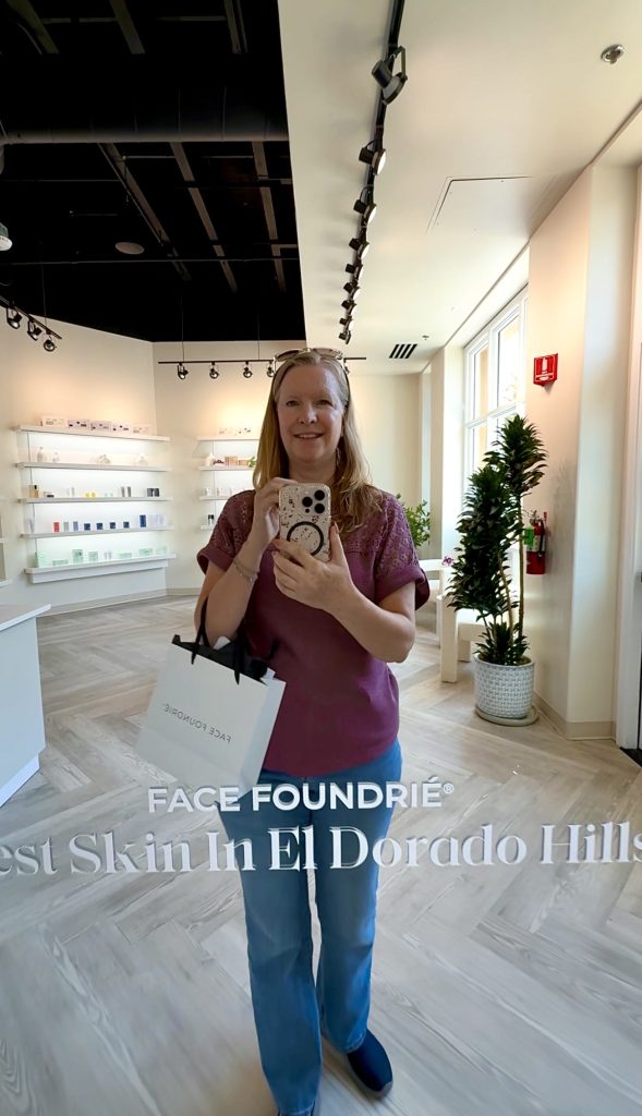 Mirror selfie after my facial at Face Foundrie in El Dorado Hills, California