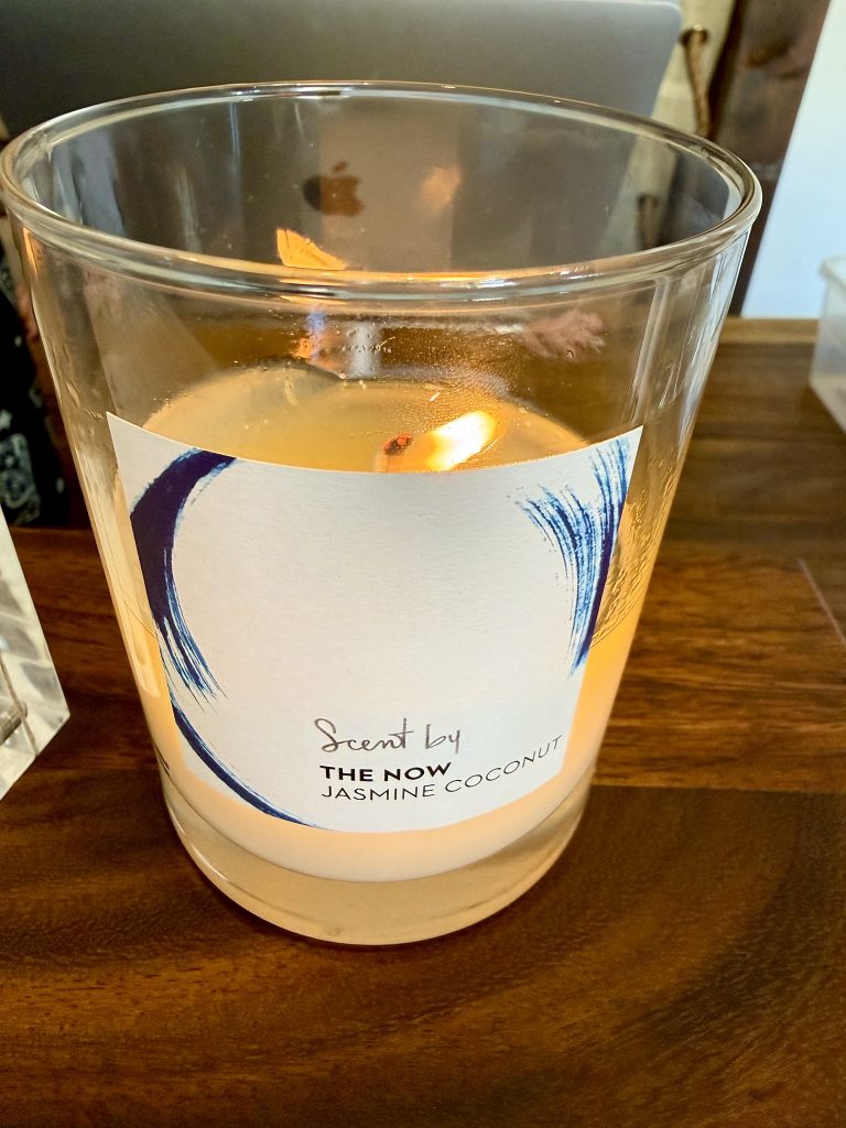 Jasmine Coconut signature scent candle at The NOW Massage in El Dorado Hills